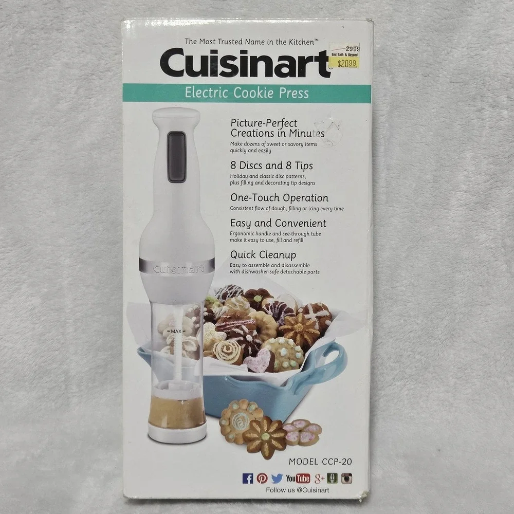 Cuisinart Electric Cookie Press CCP-20 8 Discs 8 Tips‎ COMPLETE